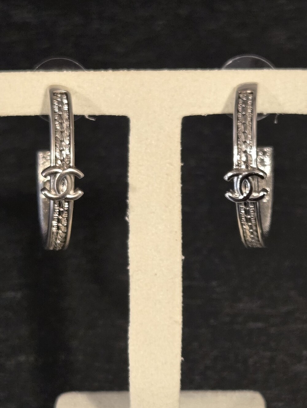 Chanel CC Silver Earrings A24